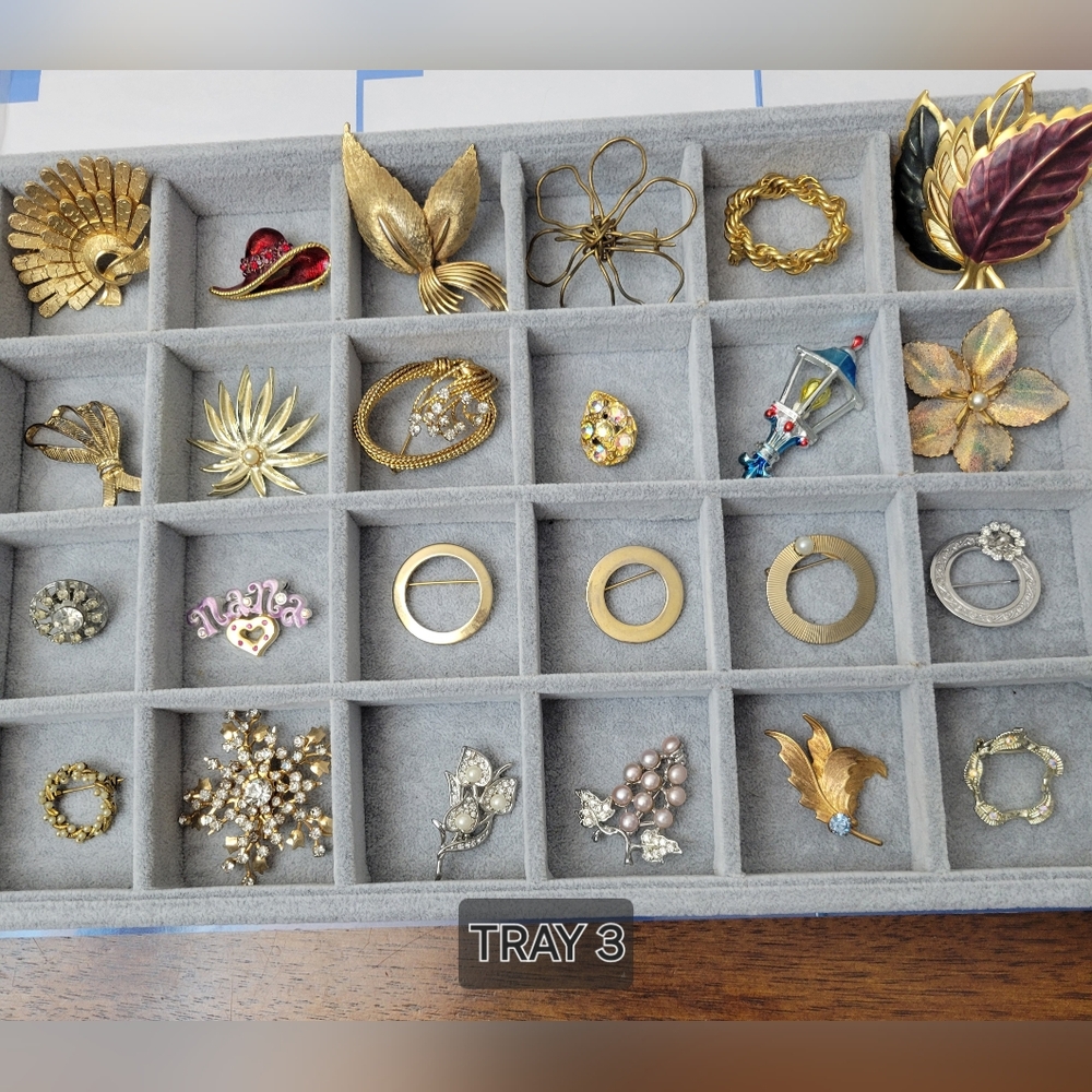 Gold and Silver Floral Brooch Set